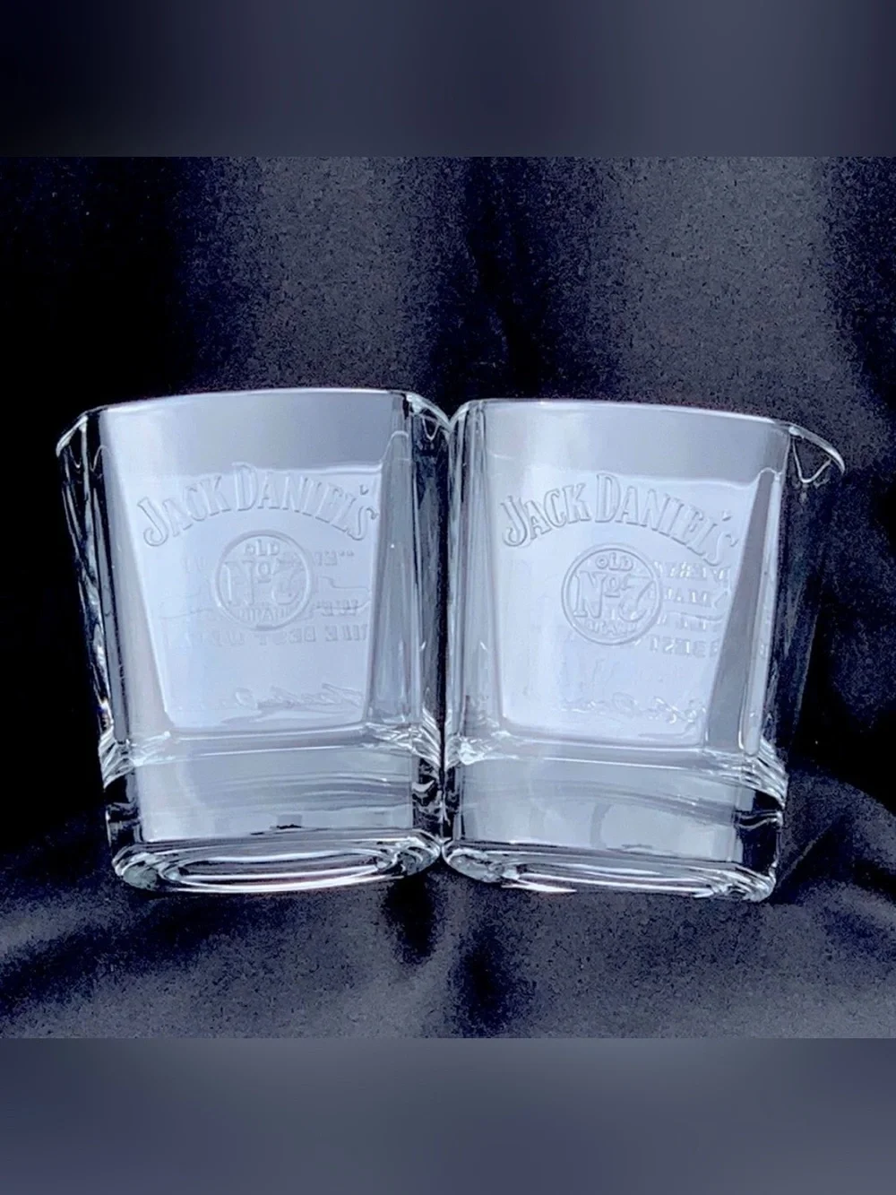 Jack Daniel's Lowball Rocks Square Whiskey Glasses ~ Set of 2